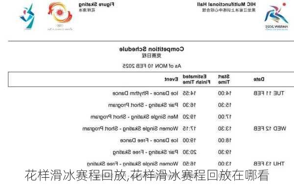 花样滑冰赛程回放,花样滑冰赛程回放在哪看