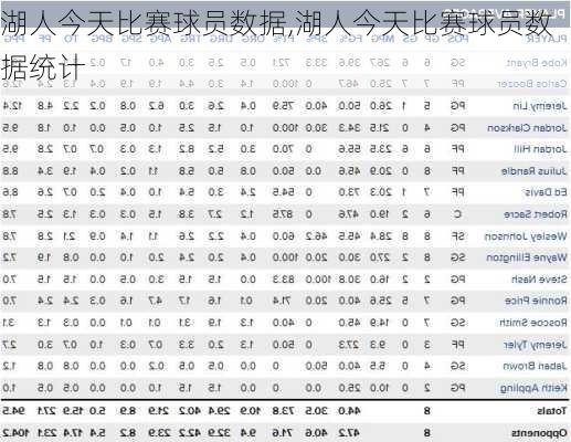 湖人今天比赛球员数据,湖人今天比赛球员数据统计