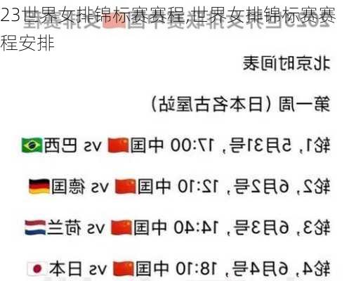 23世界女排锦标赛赛程,世界女排锦标赛赛程安排