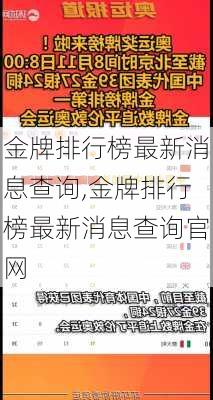 金牌排行榜最新消息查询,金牌排行榜最新消息查询官网