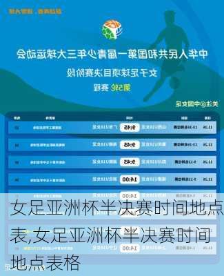 女足亚洲杯半决赛时间地点表,女足亚洲杯半决赛时间地点表格