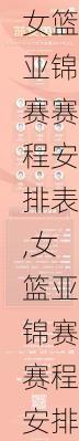 女篮亚锦赛赛程安排表,女篮亚锦赛赛程安排表最新