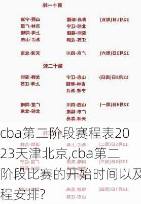 cba第二阶段赛程表2023天津北京,cba第二阶段比赛的开始时间以及赛程安排?