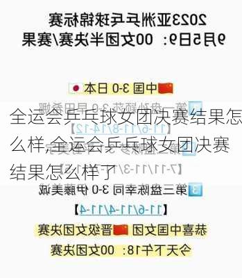 全运会乒乓球女团决赛结果怎么样,全运会乒乓球女团决赛结果怎么样了