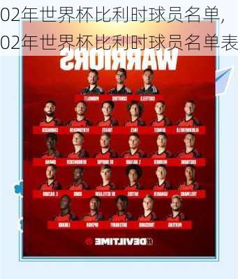 02年世界杯比利时球员名单,02年世界杯比利时球员名单表