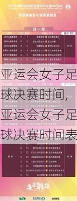 亚运会女子足球决赛时间,亚运会女子足球决赛时间表