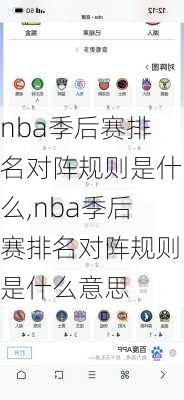 nba季后赛排名对阵规则是什么,nba季后赛排名对阵规则是什么意思