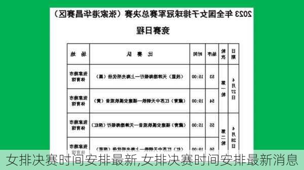 女排决赛时间安排最新,女排决赛时间安排最新消息