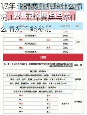 17年亚锦赛乒乓球什么情况,17年亚锦赛乒乓球什么情况不能参加