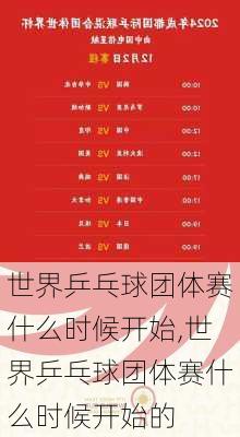 世界乒乓球团体赛什么时候开始,世界乒乓球团体赛什么时候开始的