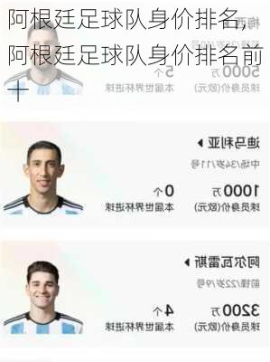 阿根廷足球队身价排名,阿根廷足球队身价排名前十