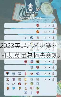 2023英足总杯决赛时间表,英足总杯决赛规则
