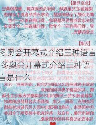 冬奥会开幕式介绍三种语言,冬奥会开幕式介绍三种语言是什么
