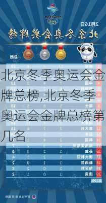 北京冬季奥运会金牌总榜,北京冬季奥运会金牌总榜第几名