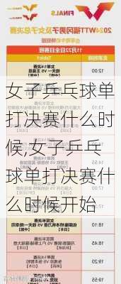女子乒乓球单打决赛什么时候,女子乒乓球单打决赛什么时候开始