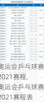 奥运会乒乓球赛2021赛程,奥运会乒乓球赛2021赛程表