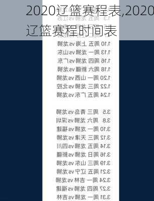 2020辽篮赛程表,2020辽篮赛程时间表