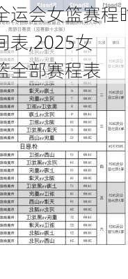 全运会女篮赛程时间表,2025女篮全部赛程表