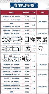 cba比赛日程表最新,cba比赛日程表最新消息