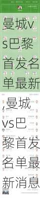 曼城vs巴黎首发名单最新,曼城vs巴黎首发名单最新消息