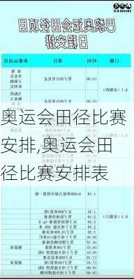 奥运会田径比赛安排,奥运会田径比赛安排表