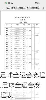 足球全运会赛程,足球全运会赛程表