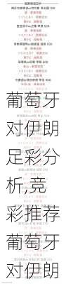 葡萄牙对伊朗足彩分析,竞彩推荐葡萄牙对伊朗