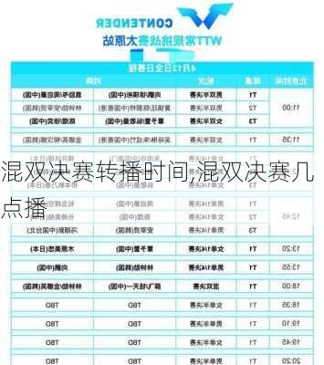 混双决赛转播时间,混双决赛几点播