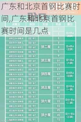 广东和北京首钢比赛时间,广东和北京首钢比赛时间是几点