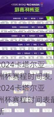 2024卡塔尔亚洲杯赛程时间表,2024卡塔尔亚洲杯赛程时间表最新