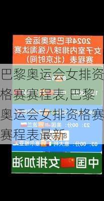 巴黎奥运会女排资格赛赛程表,巴黎奥运会女排资格赛赛程表最新
