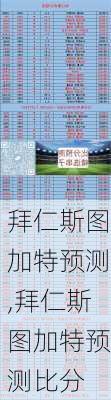 拜仁斯图加特预测,拜仁斯图加特预测比分