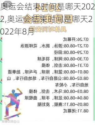 奥运会结束时间是哪天2022,奥运会结束时间是哪天2022年8月