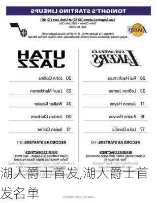 湖人爵士首发,湖人爵士首发名单