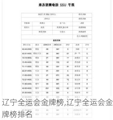辽宁全运会金牌榜,辽宁全运会金牌榜排名