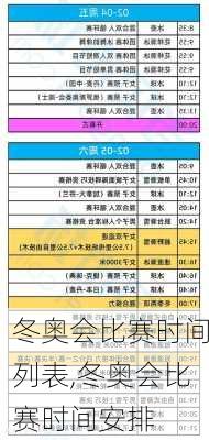 冬奥会比赛时间列表,冬奥会比赛时间安排