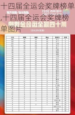 十四届全运会奖牌榜单,十四届全运会奖牌榜单图片