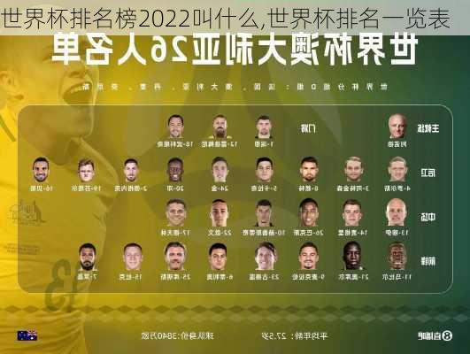 世界杯排名榜2022叫什么,世界杯排名一览表
