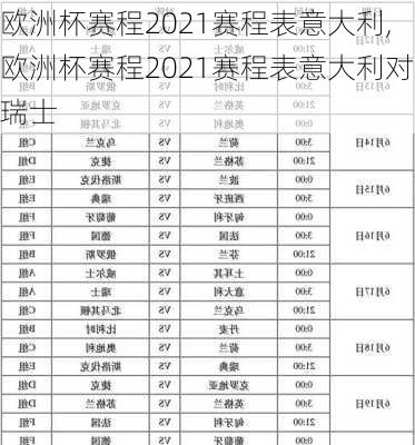 欧洲杯赛程2021赛程表意大利,欧洲杯赛程2021赛程表意大利对瑞士