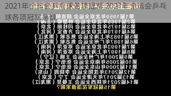 2021年全运会乒乓球各项冠军,2021年全运会乒乓球各项冠军是谁