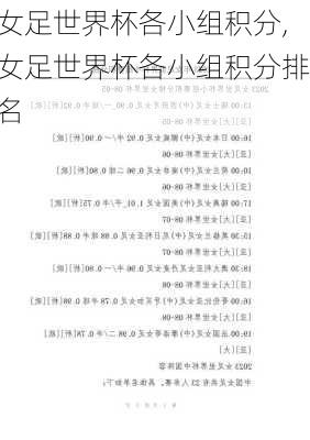 女足世界杯各小组积分,女足世界杯各小组积分排名