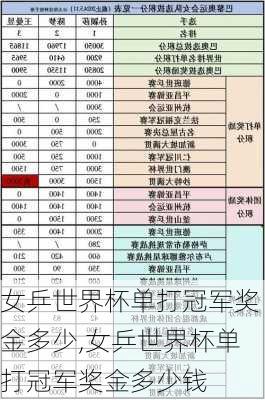 女乒世界杯单打冠军奖金多少,女乒世界杯单打冠军奖金多少钱
