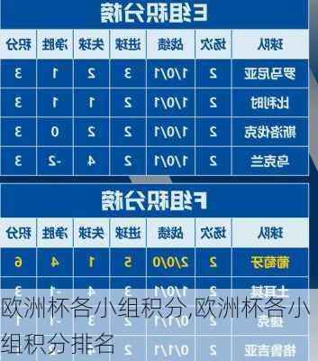 欧洲杯各小组积分,欧洲杯各小组积分排名