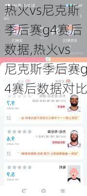 热火vs尼克斯季后赛g4赛后数据,热火vs尼克斯季后赛g4赛后数据对比