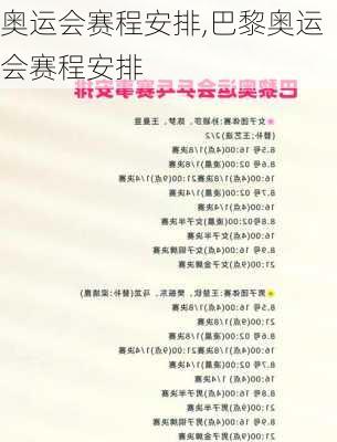 奥运会赛程安排,巴黎奥运会赛程安排