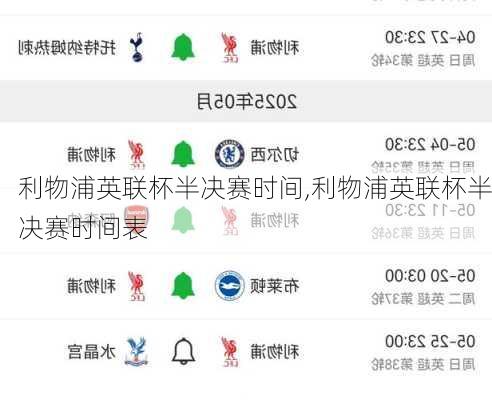 利物浦英联杯半决赛时间,利物浦英联杯半决赛时间表