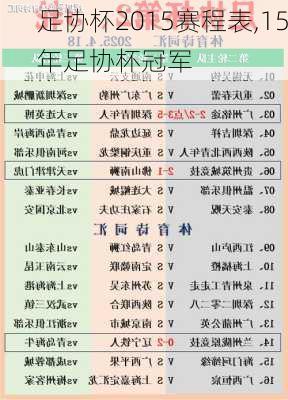 足协杯2015赛程表,15年足协杯冠军