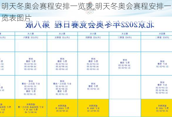 明天冬奥会赛程安排一览表,明天冬奥会赛程安排一览表图片