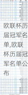 欧联杯历届冠军名单,欧联杯历届冠军名单公布