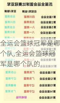 全运会篮球冠军是哪个队,全运会篮球冠军是哪个队的